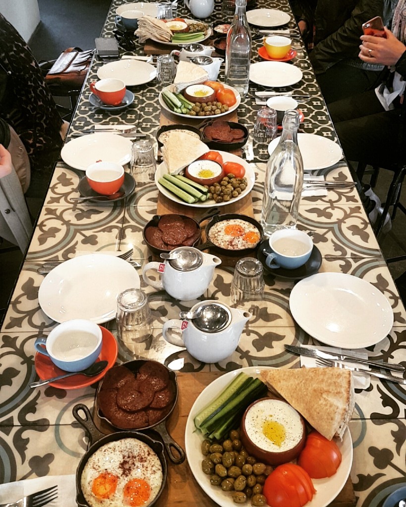 Classic Lebanese breakfast spread at Zaatar Bakery